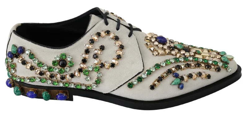 Flats for beach looks-Dolce & Gabbana Elegant  Suede Dress Flats with Women's Crystals