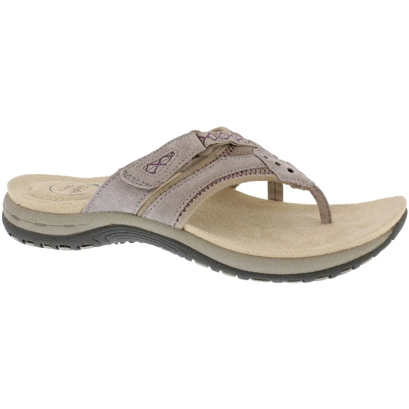 Sandals with cozy looks -Free Spirit Juliet Ladies New Khaki Suede & Textile Slip On Sandals