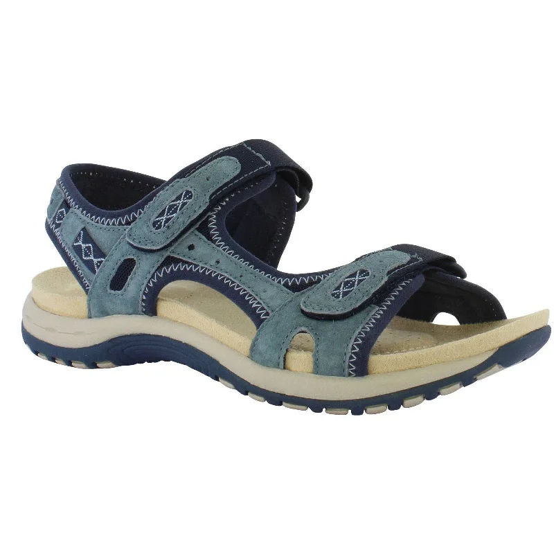 Sandals with waterproof material -Free Spirit Frisco Ladies Navy Suede & Textile Touch Fastening Sandals