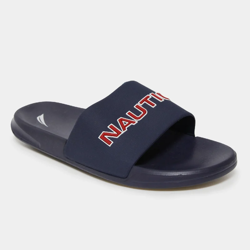 Sandals with versatile style -Nautica Mens Logo Embossed Slide Sandals