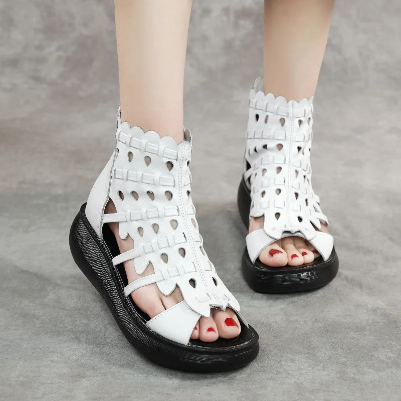 Sandals with flexible heel -Babakud Summer Hollow Woven Wedge Sandals