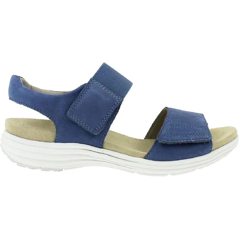 Sandals with unique heel -Women's Aravon Beaumont Two Strap Blue Leather