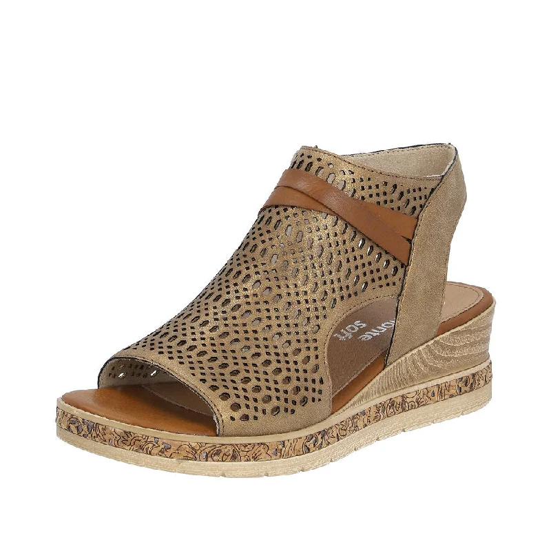 Sandals with modern wear -Remonte D3075-90  Ladies Bronze Zip Up Sandals