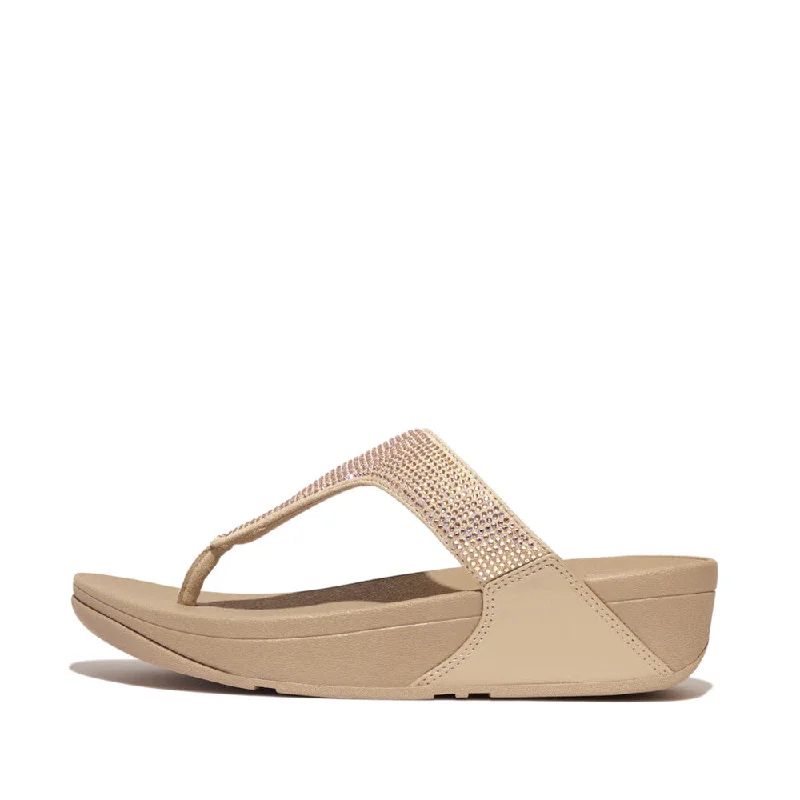 Sandals in sapphire stone -FitFlop EC5-A94 Lulu Crystal Ladies Latte Beige Toe Post Sandals