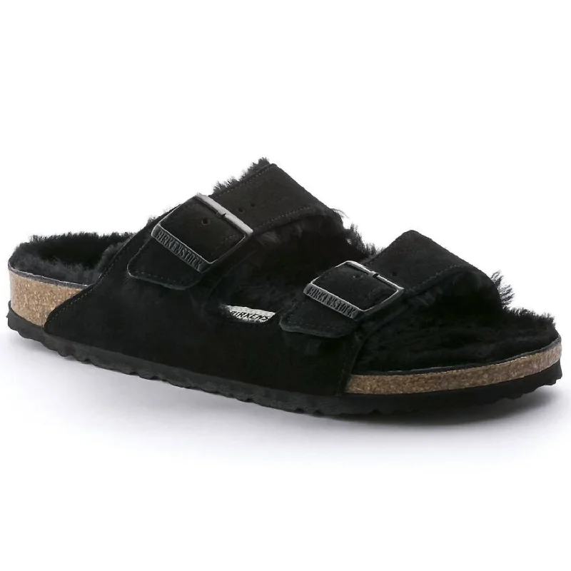 Sandals with sleek comfort -Women's Arizona Shearling Sandals In Black