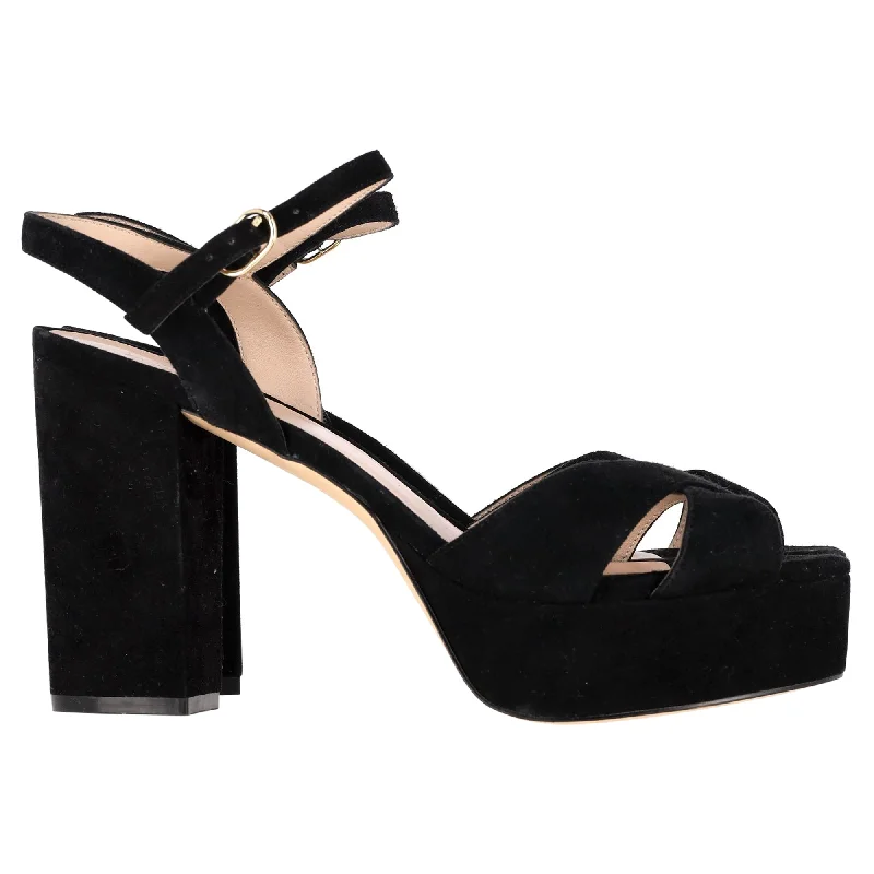 Sandals for beach style -Stuart Weitzman Dayna Platform Sandals In Black Suede