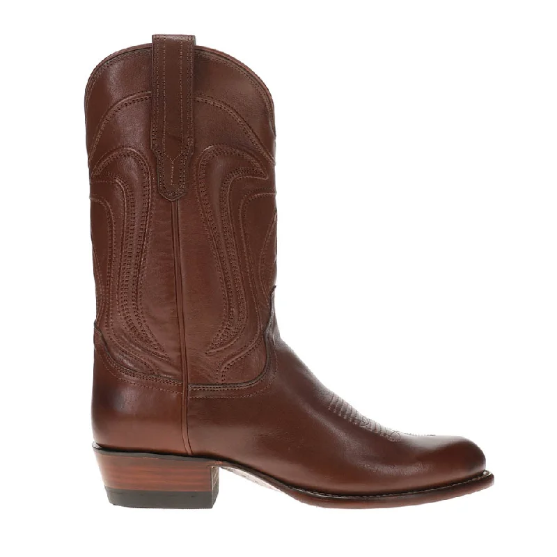 Cowboy boots with shark leather-Cartwright Embroidered Round Toe Pull On Cowboy Boots