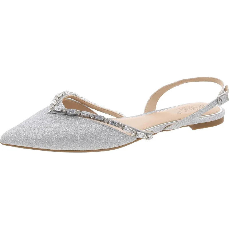 Flats with closed toe-Womens Glitter Rhinestone Ballet Flats