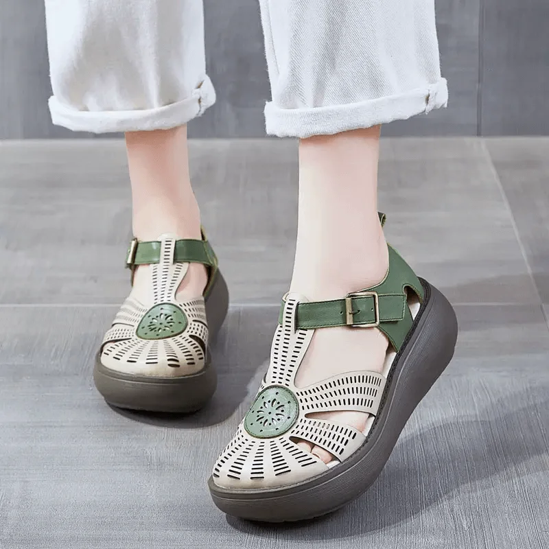 Sandals for summer trips -Babakud Women Summer Ethnic Style Roman High Heels Sandals