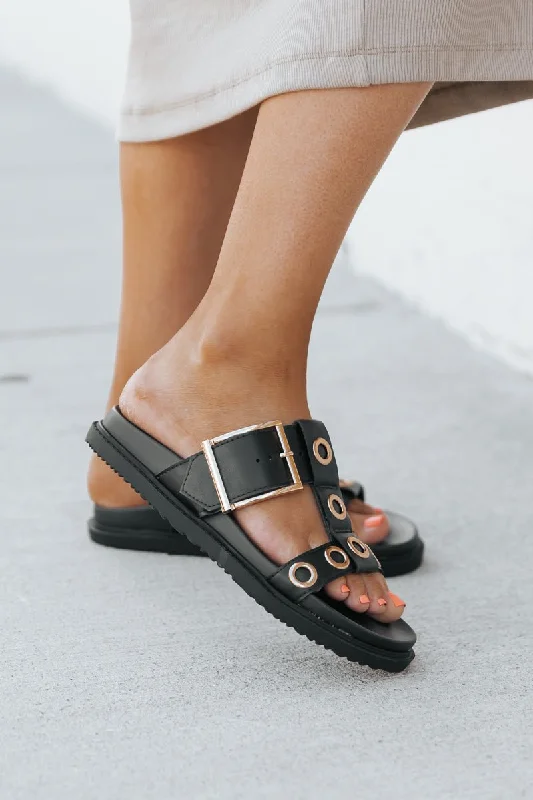 Sandals with flexible comfort -Dirty Laundry Black Rozalia Slide Sandals - FINAL SALE