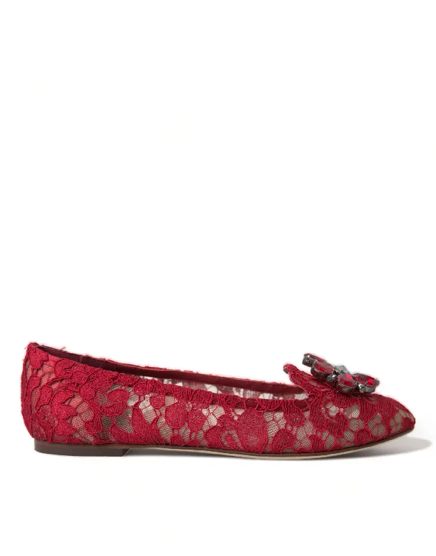 Flats with walking finish-Dolce & Gabbana Elegant Floral Lace Vally Women's Flats