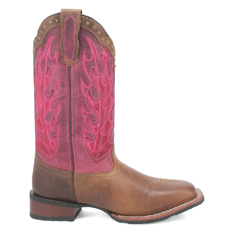 Cowboy boots for themed nights-Faye Embroidered Studded Square Toe Cowboy Boots