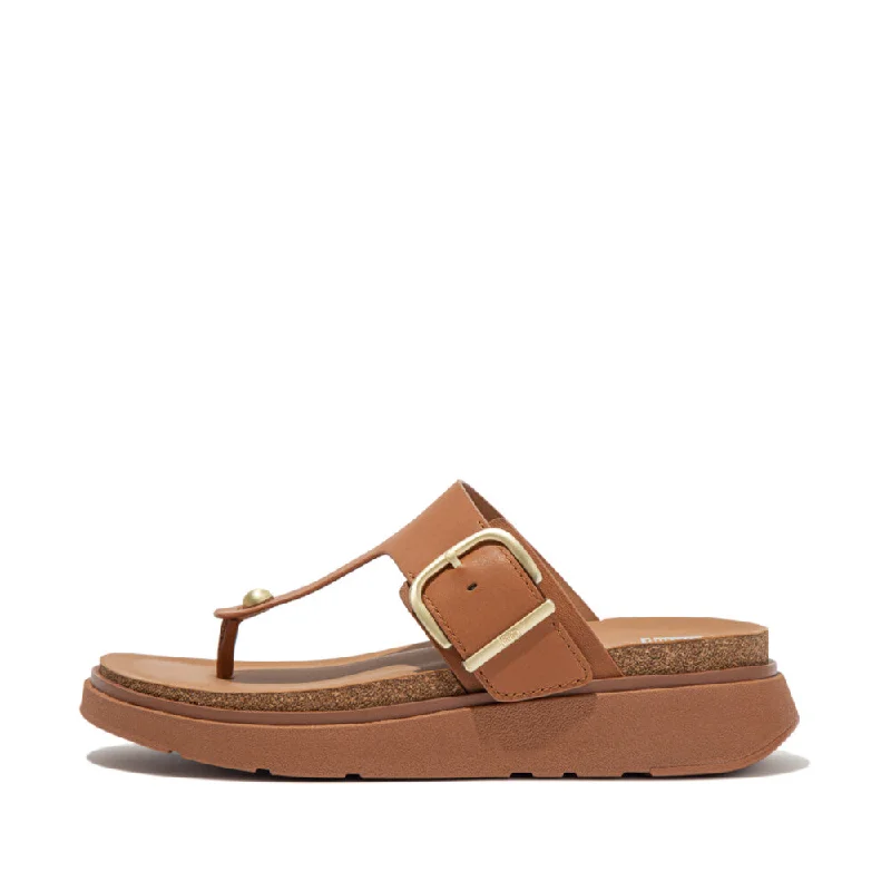 Sandals with flexible vibes -FitFlop HE7-592 Gen-FF Ladies Light Tan Leather Buckle Sandals