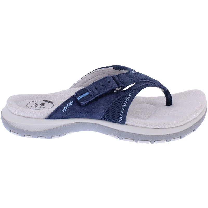 Sandals with modern looks -Free Spirit 41080 Juliet 2 Ladies Navy Leather Arch Support Touch Fastening Sandals