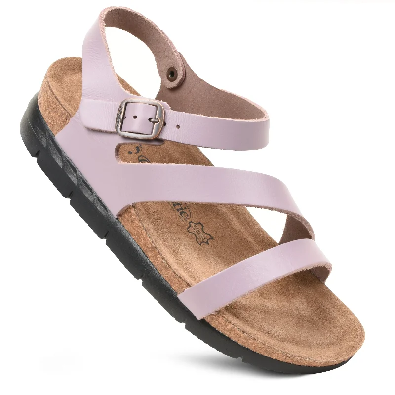 Sandals with vibrant style -Aerothotic - Ares Comfortable Memory Foam Leather Platform Sandals with Arch Support