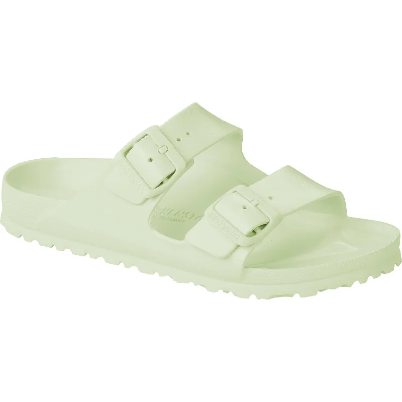 Sandals with flexible heel -Birkenstock Arizona EVA 1024691 Ladies Faded Lime EVA Arch Support Slip On Sandals