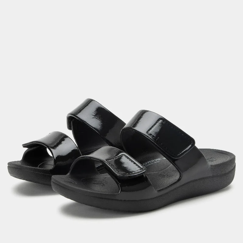 Sandals in onyx -Orbyt Black Gloss Sandal