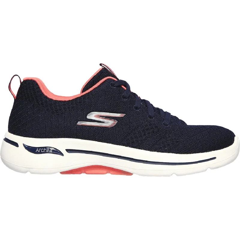 Athletic Shoes with Trendy Look-Women's Skechers GOwalk Arch Fit Unify Navy/Coral Fabric