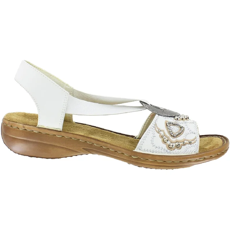 Sandals for kids -Women's Rieker 608B9-80 Bianco Bogota Synthetic