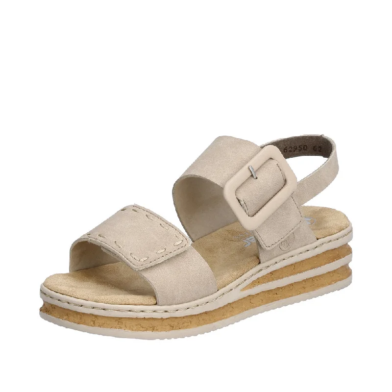 Sandals for beach trips -Rieker 62950-62 Ladies Taupe  Touch Fastening Sandals