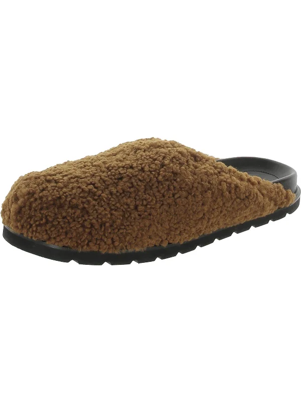 Slippers for retirement joyWomens Faux Fur Slip On Slide Slippers