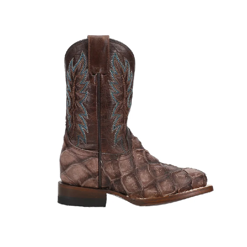 Cowboy boots with low heel-River Pirarucu Print Square Toe Cowboy Boots (Little Kid)