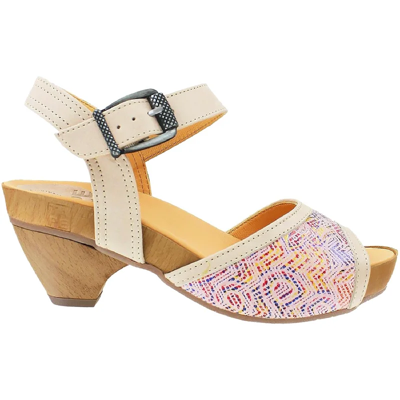 Sandals with colorful straps -Women's Tape Divina Lisboa 30182 Rose/Off White Leather