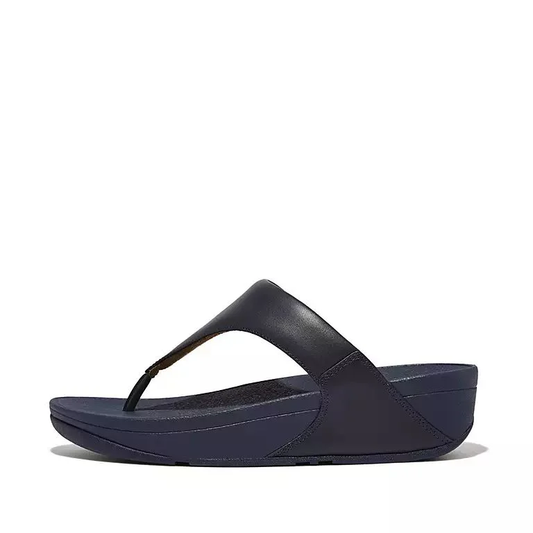 Sandals in citrine stone -FitFlop I88-A15 Lulu Leather Ladies Deepest Blue Leather Toe Post Sandals