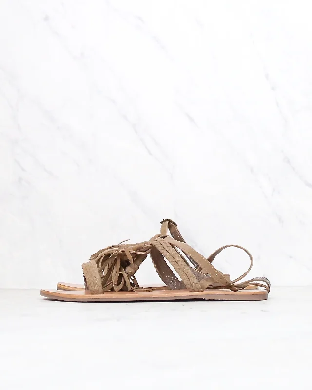 Sandals with extra padding -Coolway - Mistic Boho Chic Fringe Suede Sandals