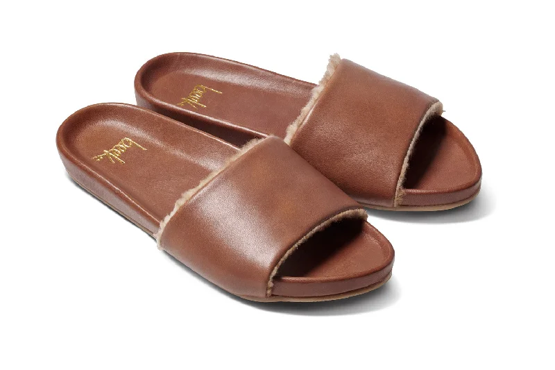 Sandals for beach walks -GALLITO SHEARLING - Cognac