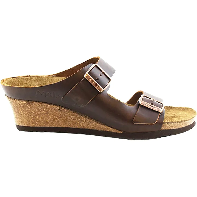 Sandals with sleek look -Women's Birkenstock Emina Cognac Leather