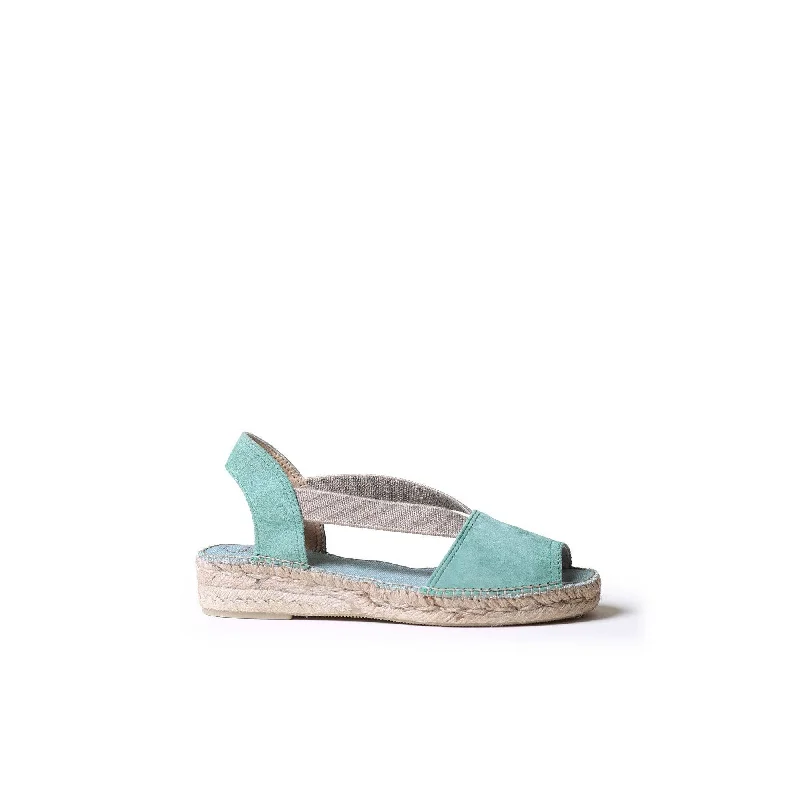 Sandals for summer festivals -Toni Pons Ella Ladies Spanish Mint Green Suede Pull On Sandals