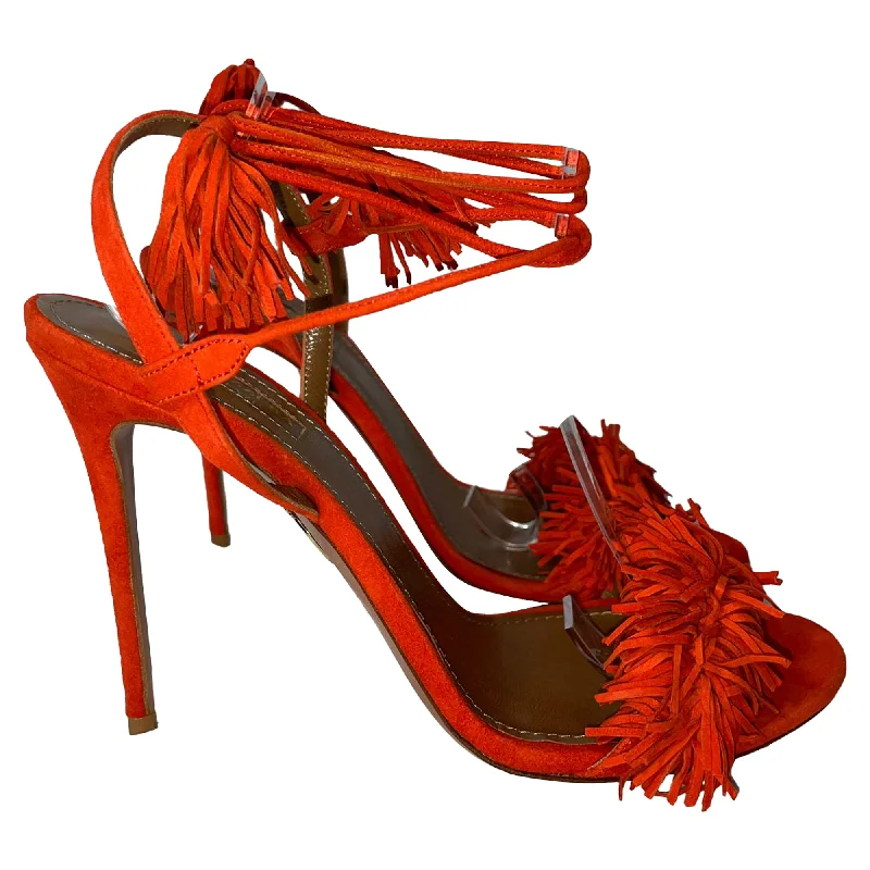 Sandals with stylish looks -Aquazzura Wild Thing 105 Sandals in Orange Suede