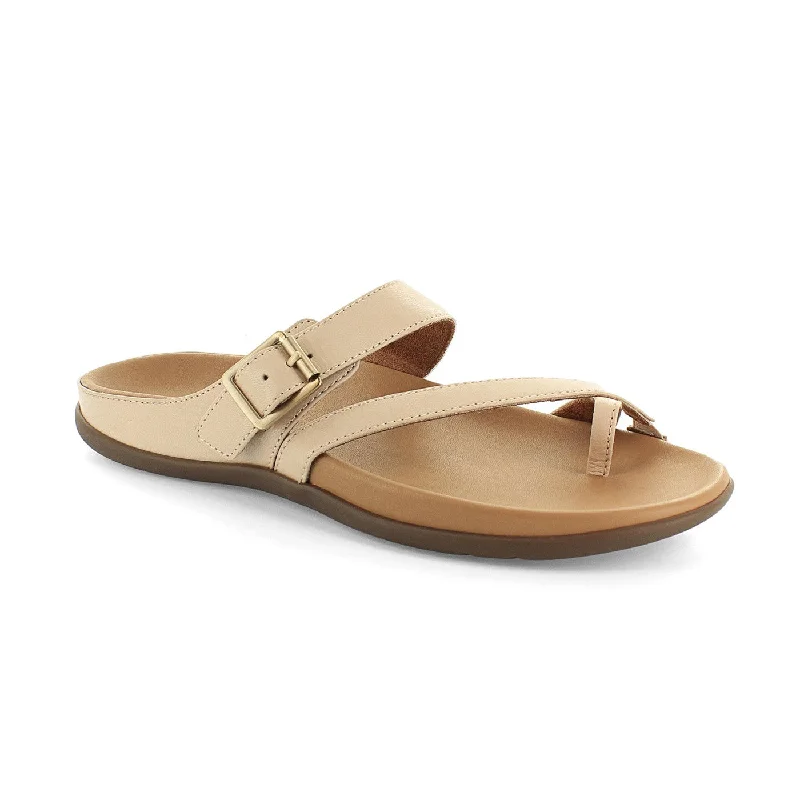 Sandals for flat feet -Strive Nusa Ladies Nude Leather Arch Support Toe Post Sandals