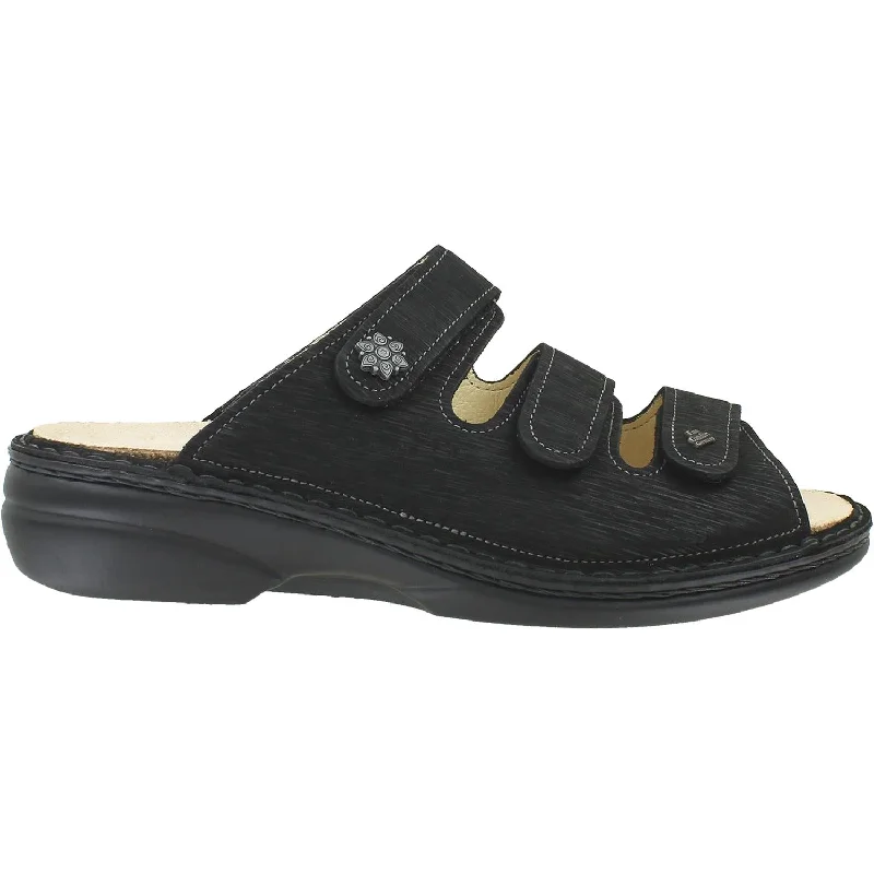 Sandals with modern vibes -Women's Finn Comfort Menorca Soft Black Waving Nubuck