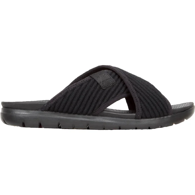 Sandals with playful design -Women's Fit Flop Artknit Cross Slide Black Fabric