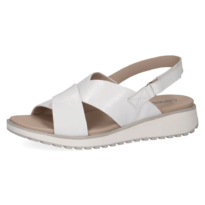 Sandals with stylish design -Caprice 9-28703-42 122 Ladies White Leather Sling Back Sandals