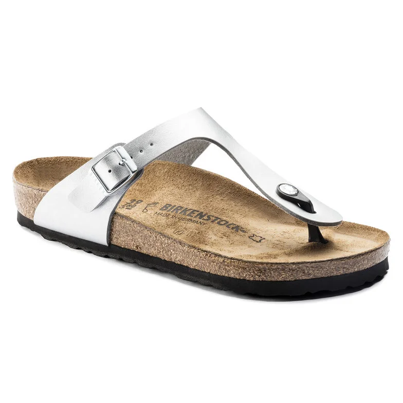 Sandals with modern vibes -Birkenstock Gizeh BF 43851 Ladies Silver Regular Fit Arch Support Slip On Sandals