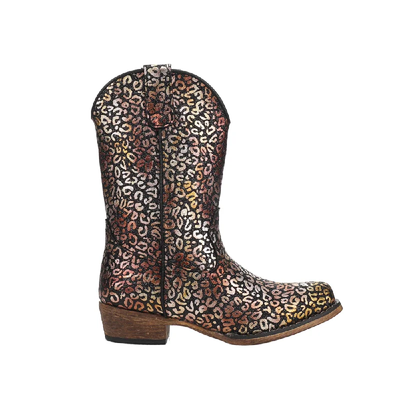 Cowboy boots with tough leather-Riley Leopard Snip Toe Cowboy Boots (Little Kid-Big Kid)