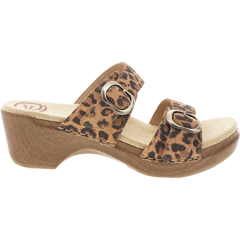 Sandals with cool heel -Women's Dansko Sophie Leopard Suede