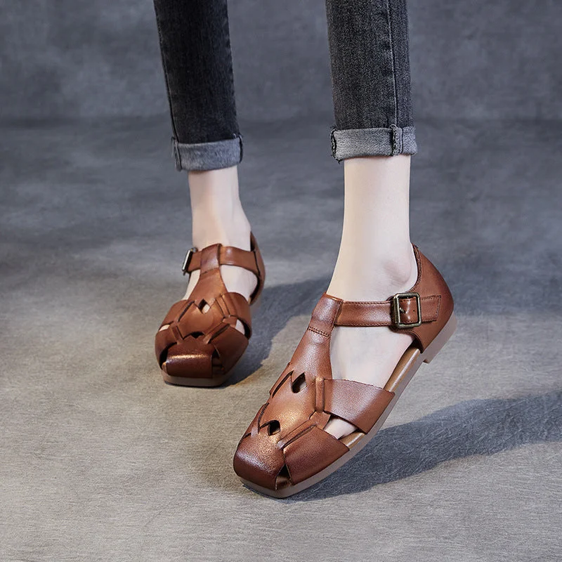 Sandals with lightweight vibes -Women Vintage Woven Leather Sandals