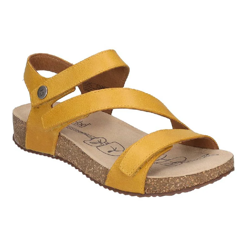 Sandals with heel -Josef Seibel Tonga 25 Ladies Yellow Leather Arch Support Touch Fastening Sandals