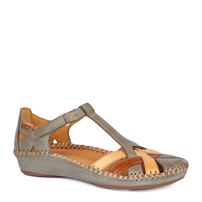 Sandals with vibrant vibes -Pikolinos P.Vallarta 655-0732C5 Ladies Sage Green Leather Touch Fastening Sandals