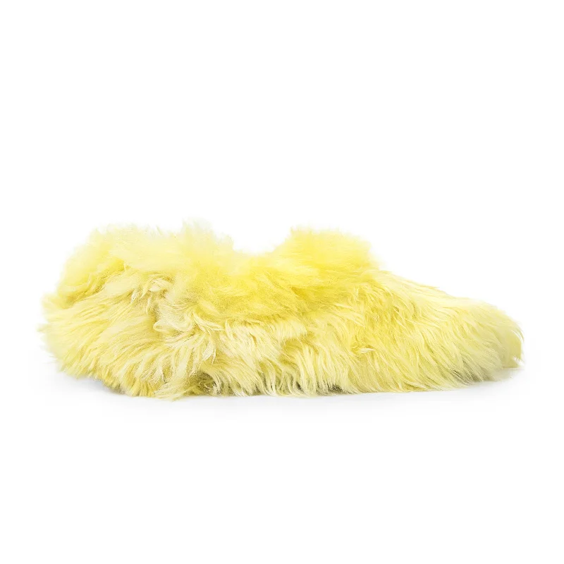 Slippers for geometric shapesLONG HAIR YELLOW SLIPPERS