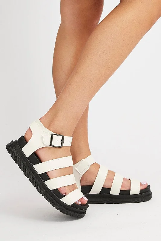 Sandals for warm trips -White Strap Flat Sandals