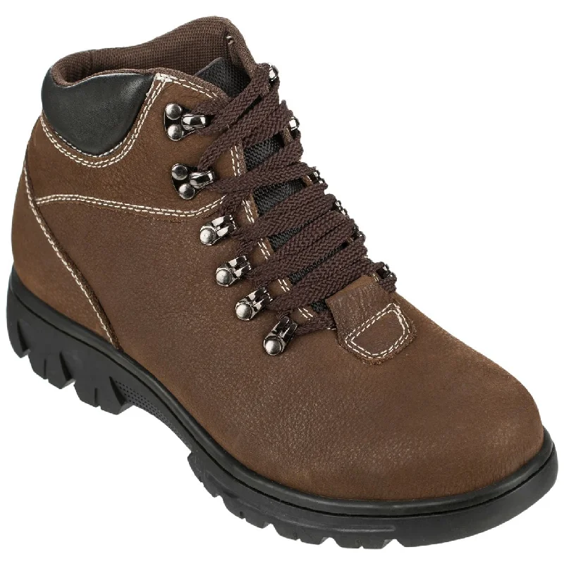 CALDEN Work-Style Elevator Boots (Nubuck Khaki Brown) - Three Inches - K228112