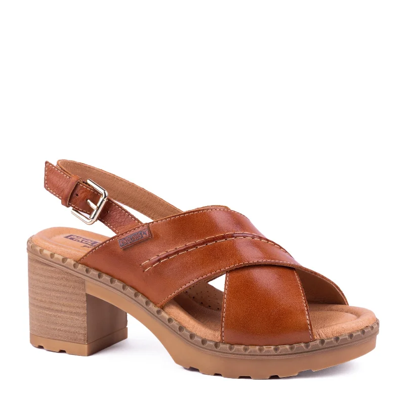 Sandals for summer wear -Pikolinos Canarias W8W-1870 Ladies Brandy Leather Buckle Sandals